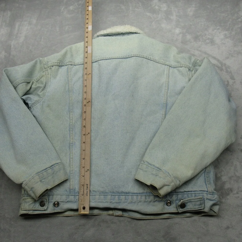 Levis Jacket Mens Large Light Wash Sherpa Lined Trucker USA VTG 80's FADE‎ Rare - Picture 11 of 15